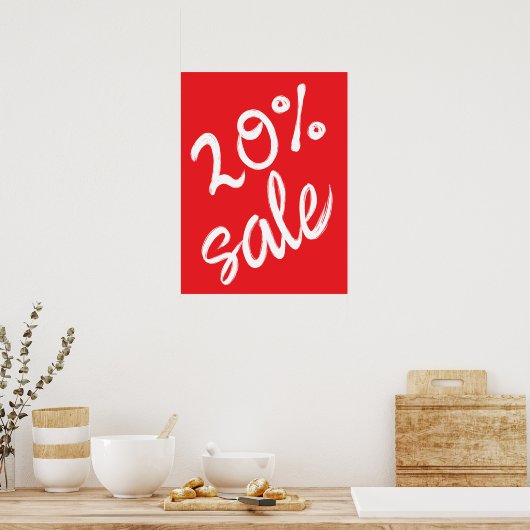 20% Verkoopteken, 18x24 Rode Verkoop Poster (Keuken)