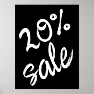 20% Verkoopteken, 18x24 Zwart-wit Verkoop Poster