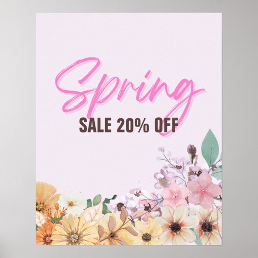 20% Verkoopteken, Lente Verkoop Poster, Roze Bloem Poster (Voorkant)