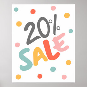 20% Verkoopteken, Verkoopbord voor winkel, Boutiqu Poster
