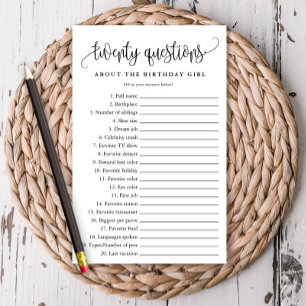 20 Vragen Kaart voor zwart/witpapier