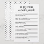 20 Vragen Minimalistisch Baby shower spel (Voorkant / Achterkant)