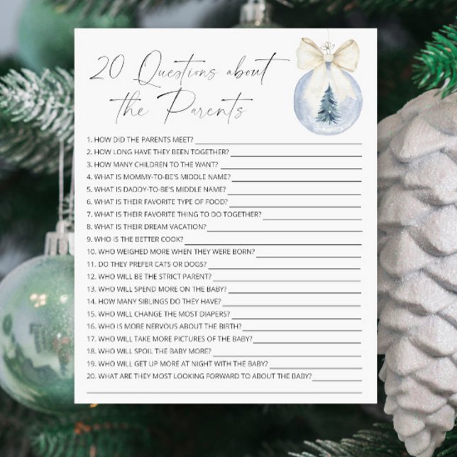 20 vragen ouders - Winter Baby shower Game (Creator heeft geüpload)