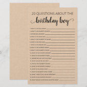 20 Vragen over de Birthday Boy Birthday game (Voorkant / Achterkant)