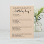 20 Vragen over de Birthday Boy Kaart (Staand voorkant)