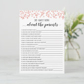 20 Vragen over de Ouders Baby shower Kaart (Staand voorkant)