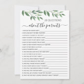 20 Vragen over de Ouders Baby shower Kaart (Voorkant)