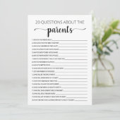 20 Vragen over de Ouders Baby shower Kaart (Staand voorkant)