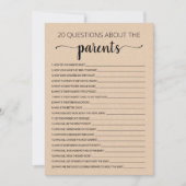 20 Vragen over de Ouders Baby shower Kaart (Voorkant)