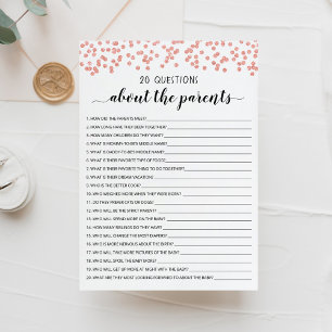 20 Vragen over de Ouders Baby shower Kaart
