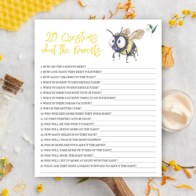 20 Vragen over de Ouders - babyshower spel (Creator heeft geüpload)