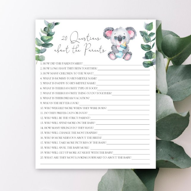 20 vragen over de ouders - Koala baby shower (Creator heeft geüpload)