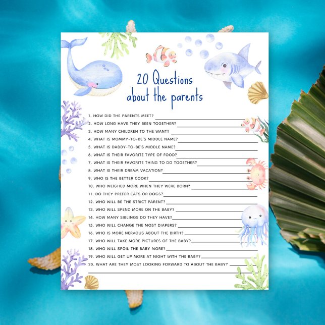 20 vragen over de ouders Oceaanthema baby shower (Creator heeft geüpload)