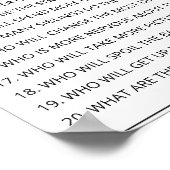 20 Vragen over de wedstrijd Parents baby shower Poster (Hoek)