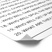 20 Vragen over de wedstrijd Parents baby shower Poster (Hoek)