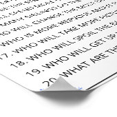 20 Vragen over de wedstrijd Parents baby shower Poster (Hoek)