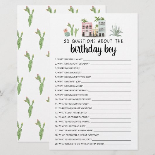 20 Vragen over het 'Birthday Boy Editable Game' (Voorkant / Achterkant)