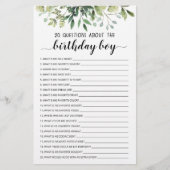 20 Vragen over het 'Birthday Boy Editable Game' (Voorkant)