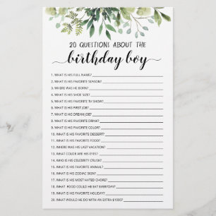20 Vragen over het 'Birthday Boy Editable Game'