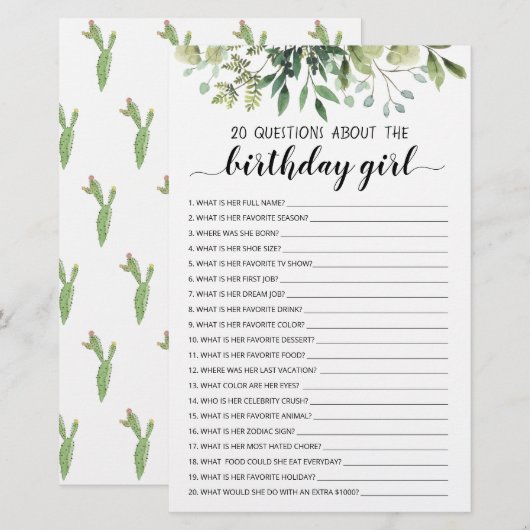 20 Vragen over het 'goudmeisje' Editable game (Voorkant / Achterkant)