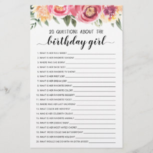 20 Vragen over het 'goudmeisje' Editable game