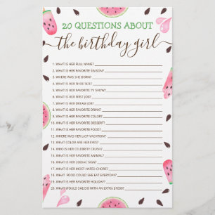 20 Vragen over het 'goudmeisje' Editable game