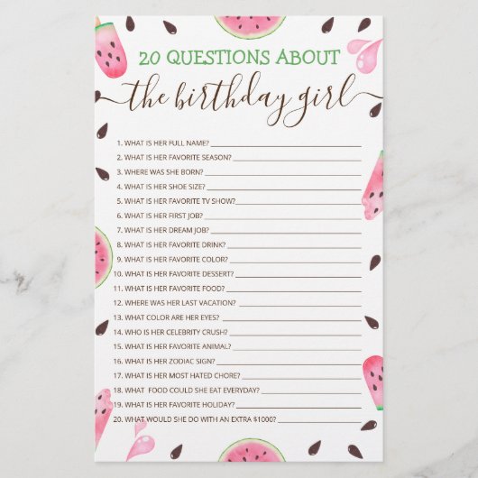 20 Vragen over het 'goudmeisje' Editable game (Voorkant)