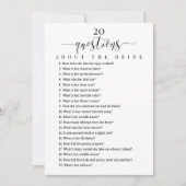 20 Vragen over het spel Bride Vrijgezellenfeest Kaart (Voorkant)