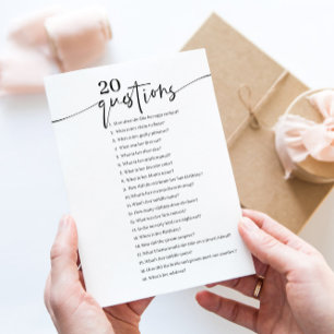 20 Vragen over het spel Bride Vrijgezellenfeest Kaart