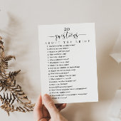 20 Vragen over het spel Bride Vrijgezellenfeest Kaart