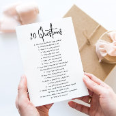 20 Vragen over het spel Bride Vrijgezellenfeest Kaart