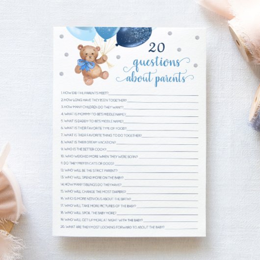 20 Vragen Over Ouders Teddy Beer Kaart