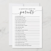 20 Vragen over Parents Baby shower Game Kaart (Voorkant)