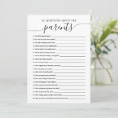 20 Vragen over Parents Baby shower Game Kaart (Staand voorkant)