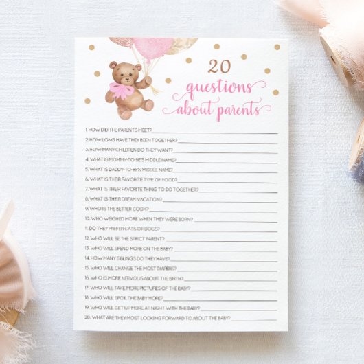 20 Vragen over Parents Teddy Bear Kaart