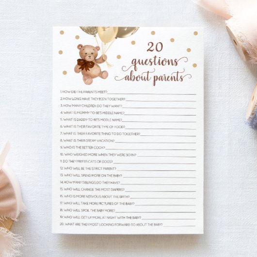 20 Vragen over Parents Teddy Bear Kaart