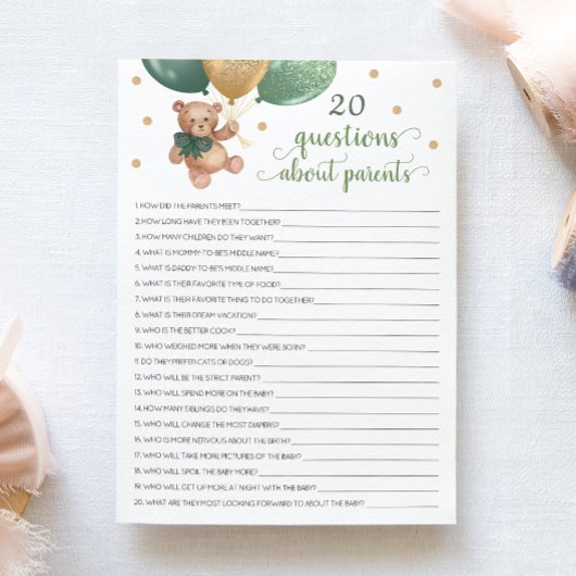 20 Vragen over Parents Teddy Bear Kaart