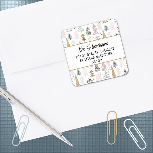 20 Whimsy Kerstboom Retouradres Sticker