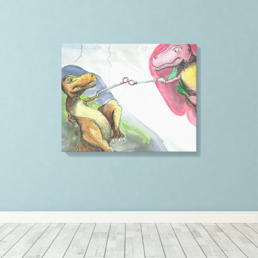 20"x16"x1.5"Uitgerekt Canvas "Creatie van T-Rex" (Insitu (Houten vloer))