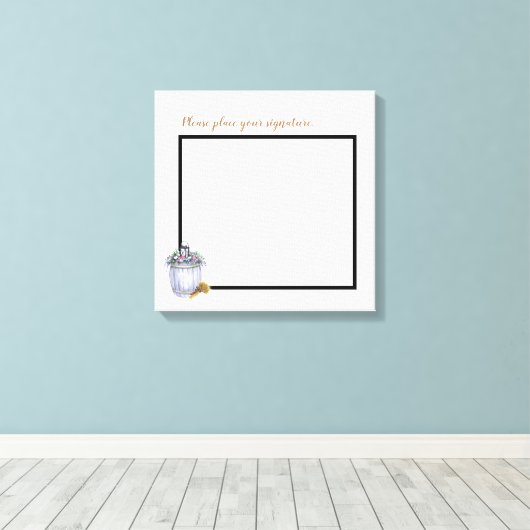 20 "x20" Handtekening Canvas Zomer Land Wedding Ru (Insitu (Houten vloer))