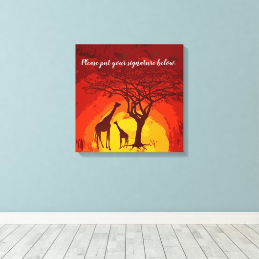 20 "x20" Signature Canvas African Safari Giraffe S (Insitu (Houten vloer))