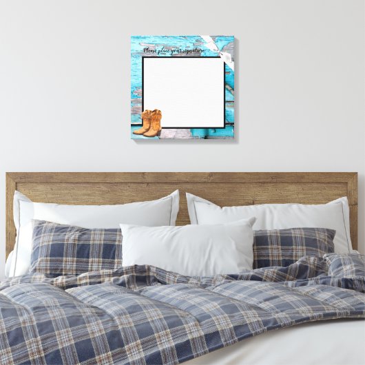 20 "x20" Signature Canvas Blauwe Houten Schuur Deu (Insitu (Slaapkamer))