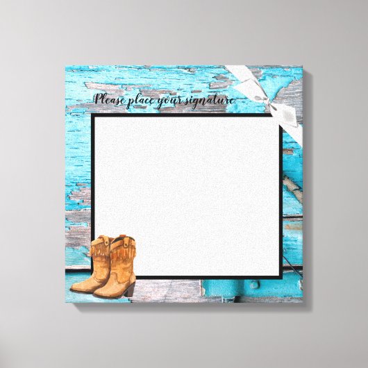 20 "x20" Signature Canvas Blauwe Houten Schuur Deu (Voorkant)