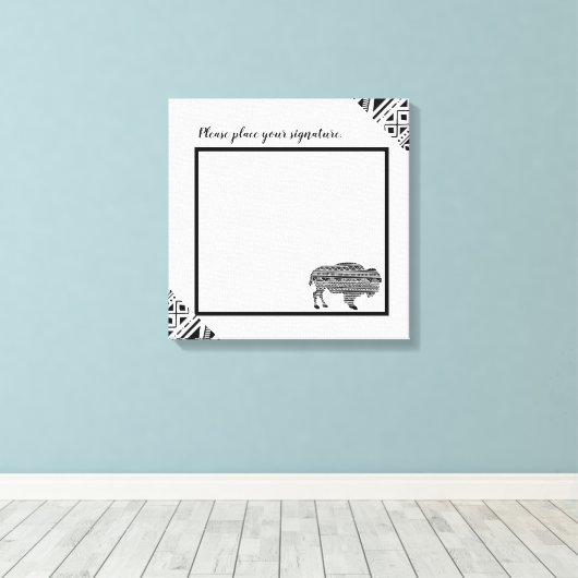 20 "x20" Signature Canvas Boho Buffalo Tribal Patt (Insitu (Houten vloer))