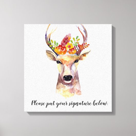 20 "x20" Signature Canvas boho hert Buck Head Brow Afdruk (Voorkant)