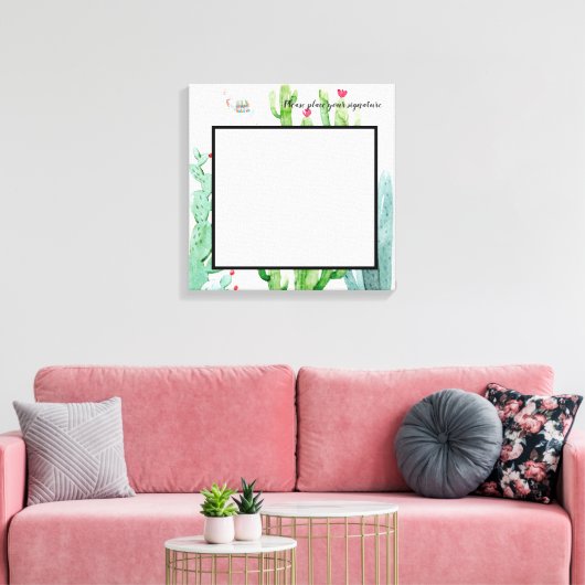 20 "x20" Signature Canvas Boho Llama Bohemian Cact (Insitu (Woonkamer))