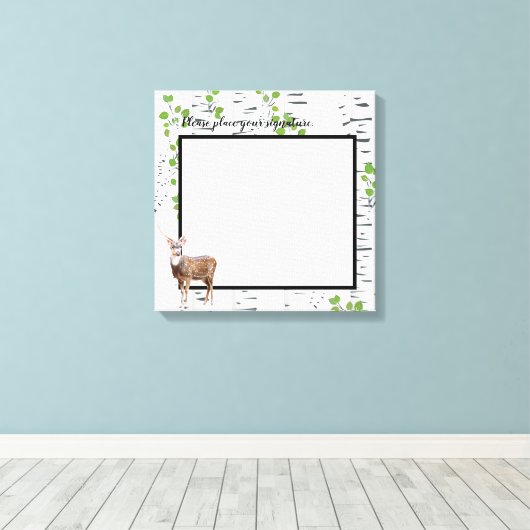 20 "x20" Signature Canvas Herten Doe Buck Woodland (Insitu (Houten vloer))