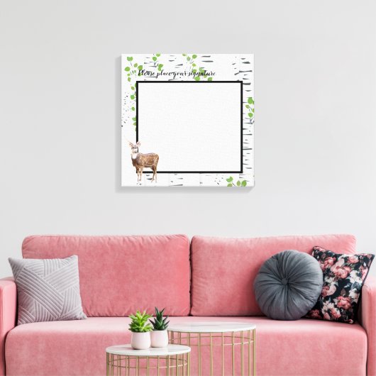 20 "x20" Signature Canvas Herten Doe Buck Woodland (Insitu (Woonkamer))