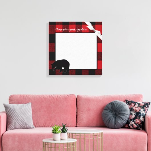 20 "x20" Signature Canvas Rode Buffel Plaid Beer (Insitu (Woonkamer))