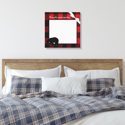 20 "x20" Signature Canvas Rode Buffel Plaid Beer (Insitu (Slaapkamer))